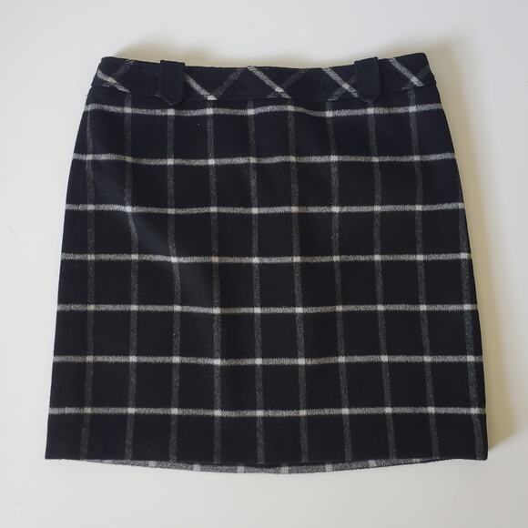 Talbots Wool Blend Flannel Mini Skirt Black Plaid NEW Academia Preppy Twee - Picture 3 of 14